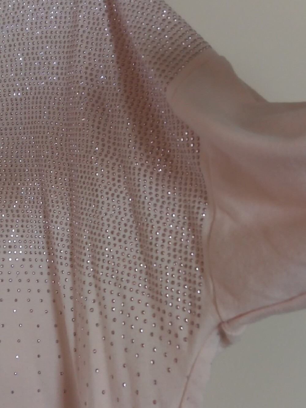 Charles Henry Blush Pink Short Sleeve Rhinestone Scoop Neck Top - Picture 4 of 5